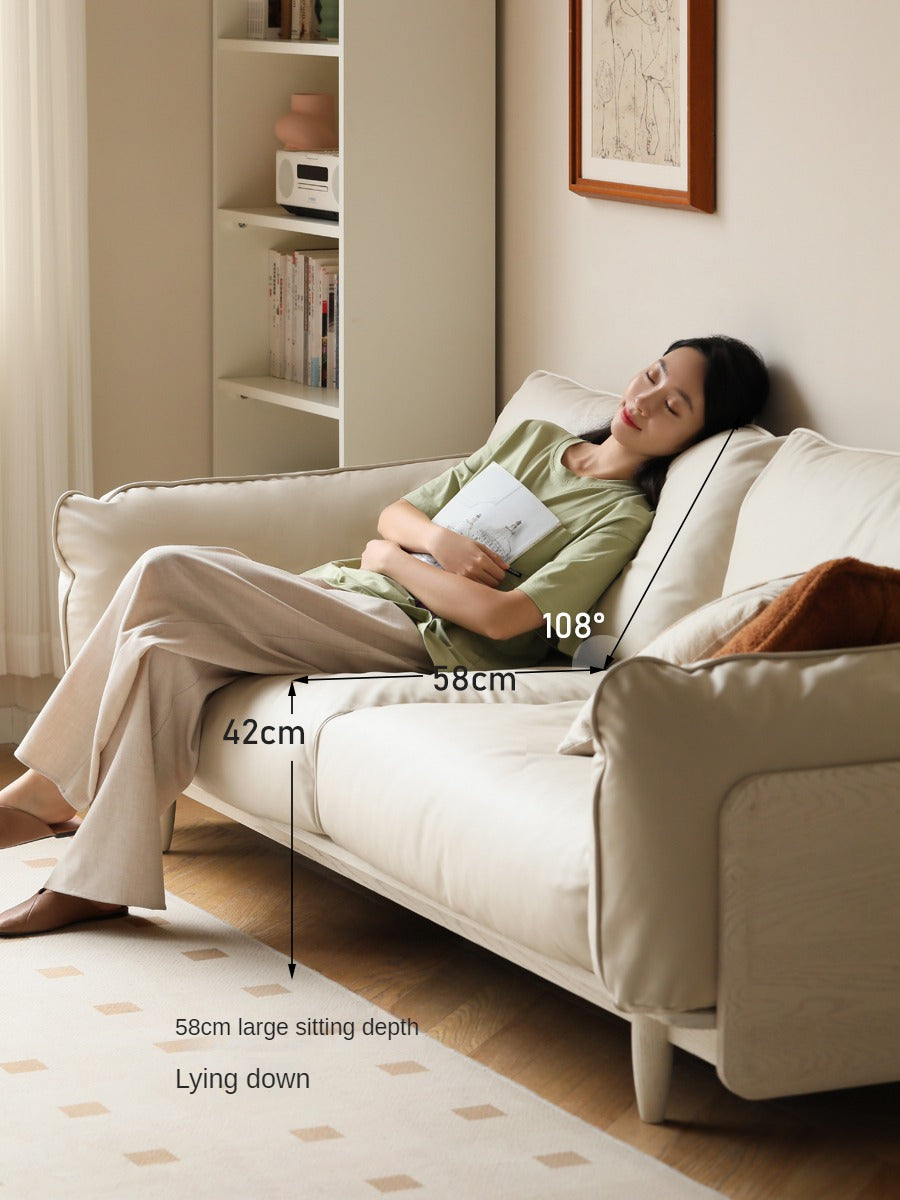 Oak Solid Wood Cream Style Sofa.