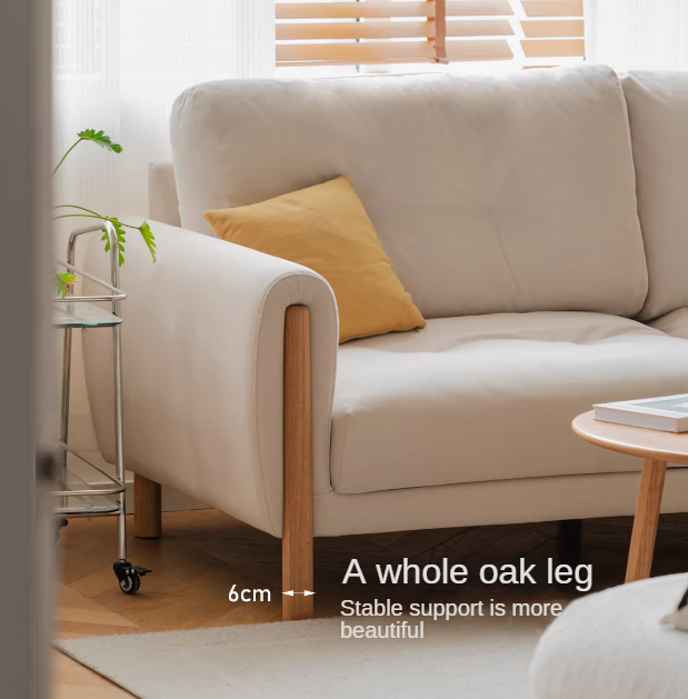 Oak Solid Wood Cream Style Cat Scratching Cloth Sofa,