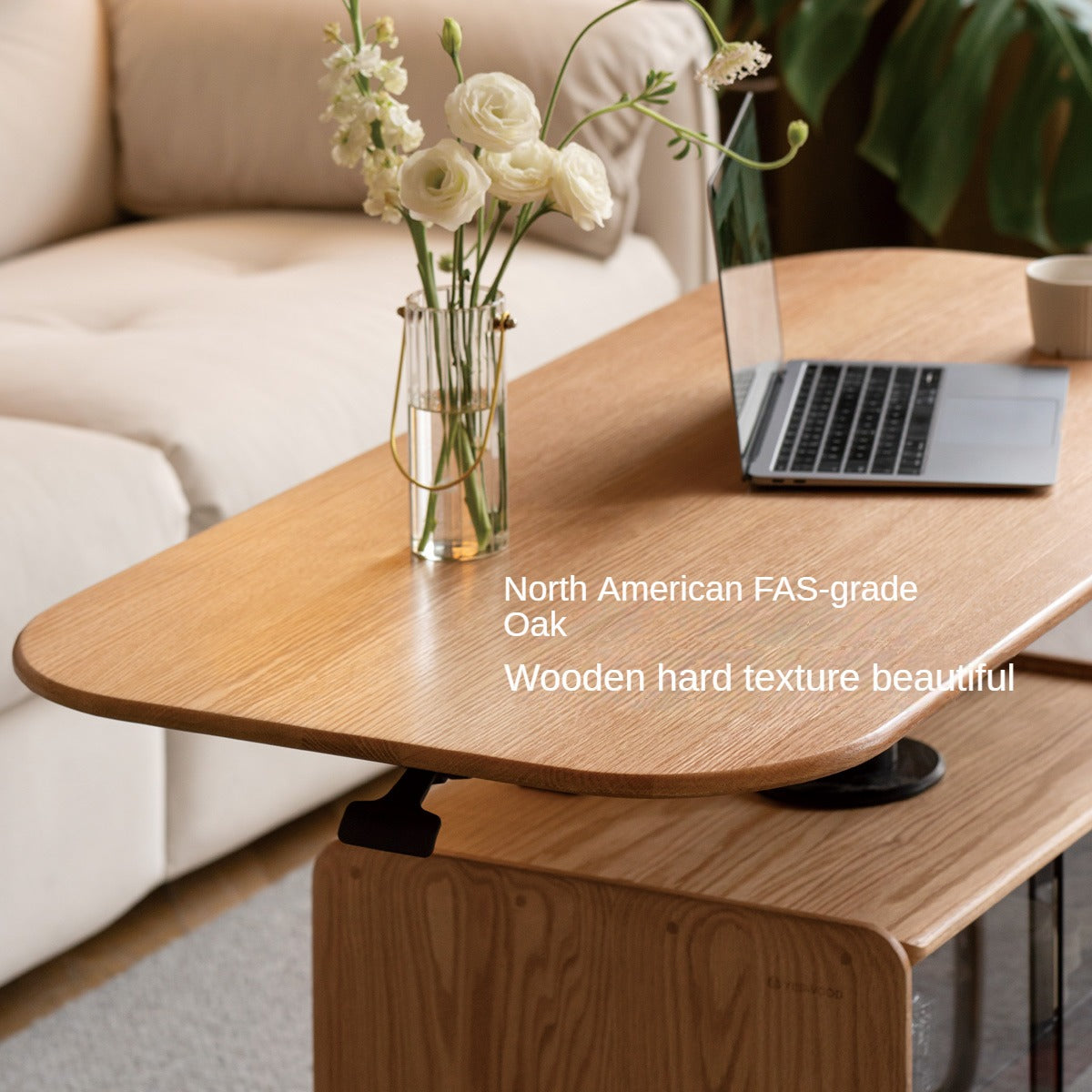 Oak Solid Wood Elevating Folding Storage Lifting Coffee Table
