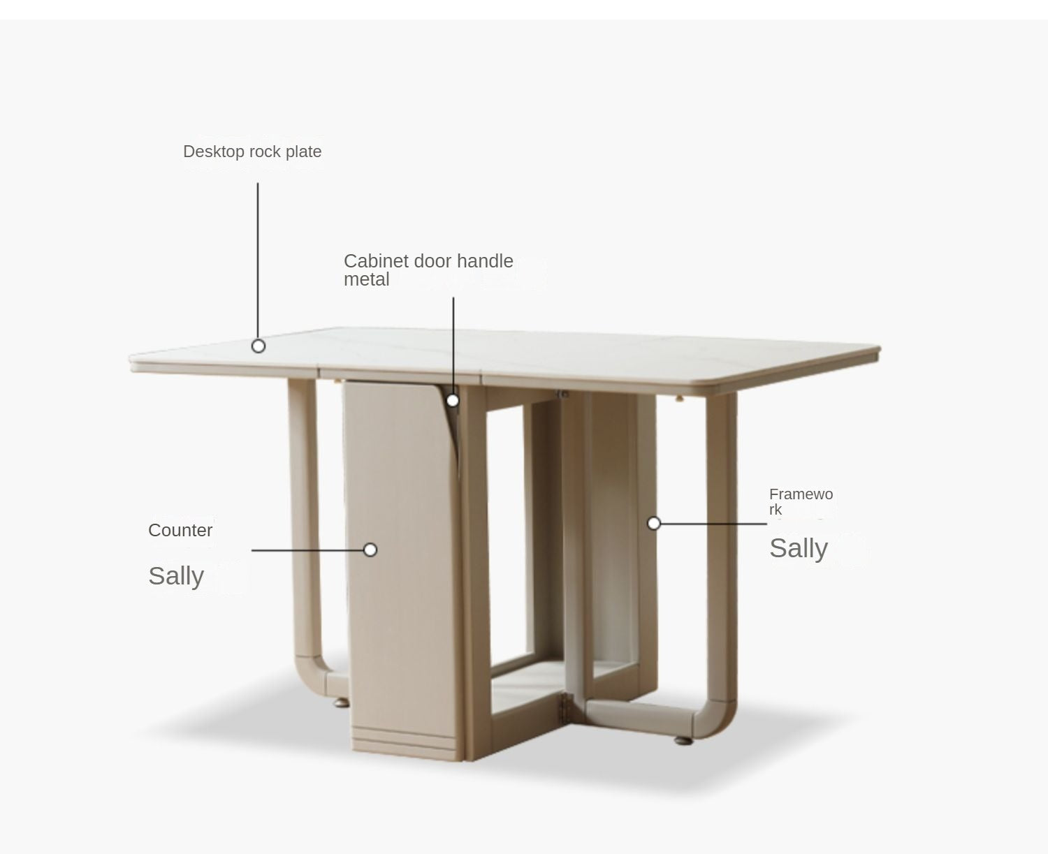 Poplar Solid Wood Italian Light Luxury Slab Folding Dining Table
