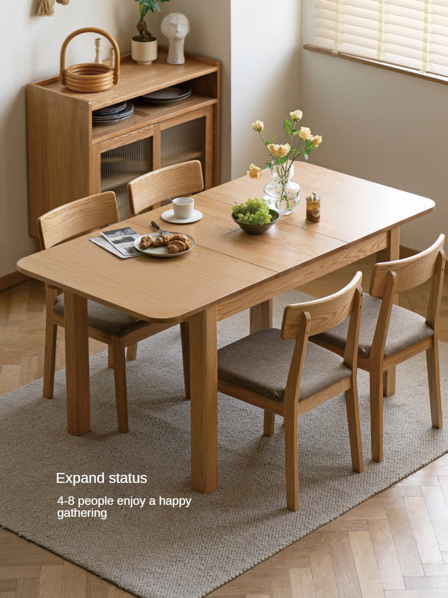 Oak Solid Wood Telescopic Folding Dining Table