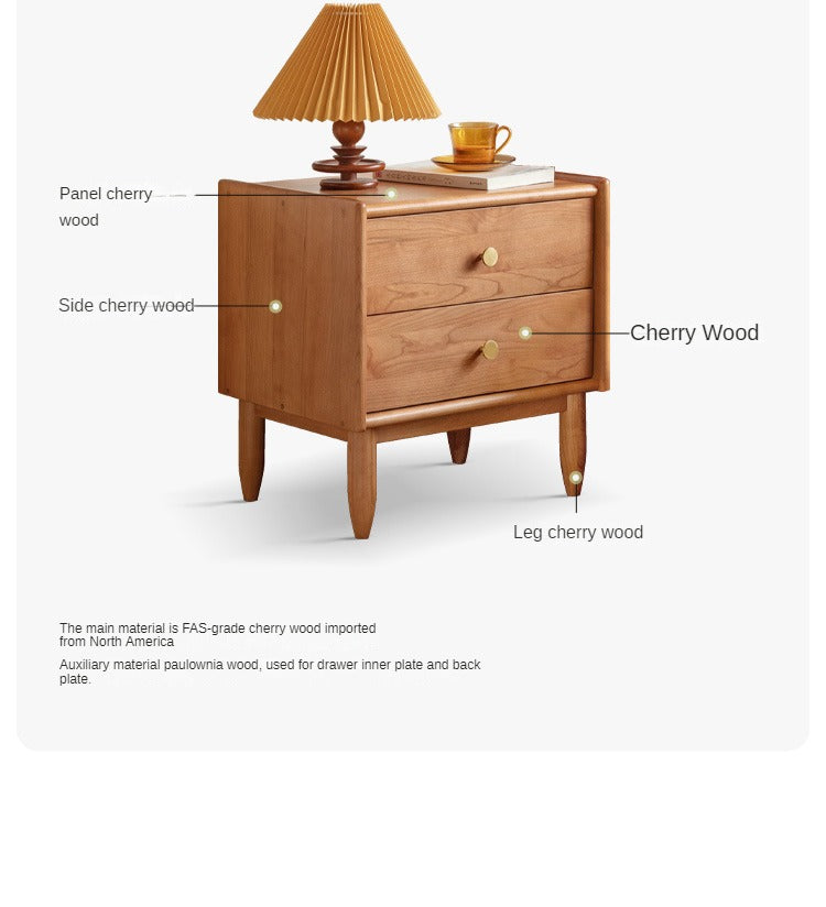 Ash, Cherry Solid Wood Nightstand.