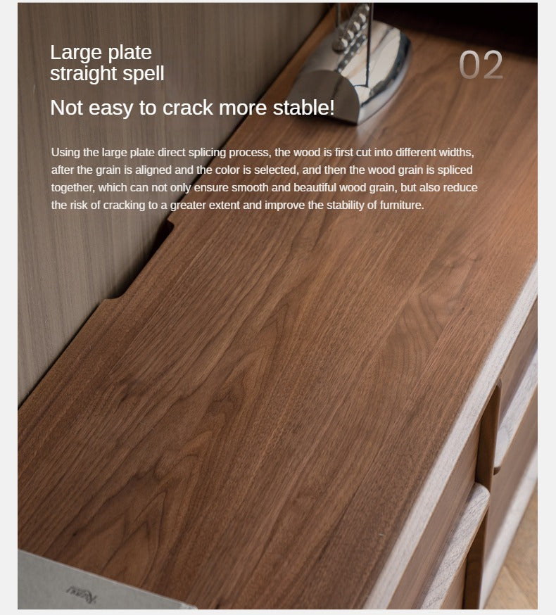 Black Walnut, Sandalwood, Ash, Oak Solid Wood Italian Light Luxury Floor TV Cabinet.