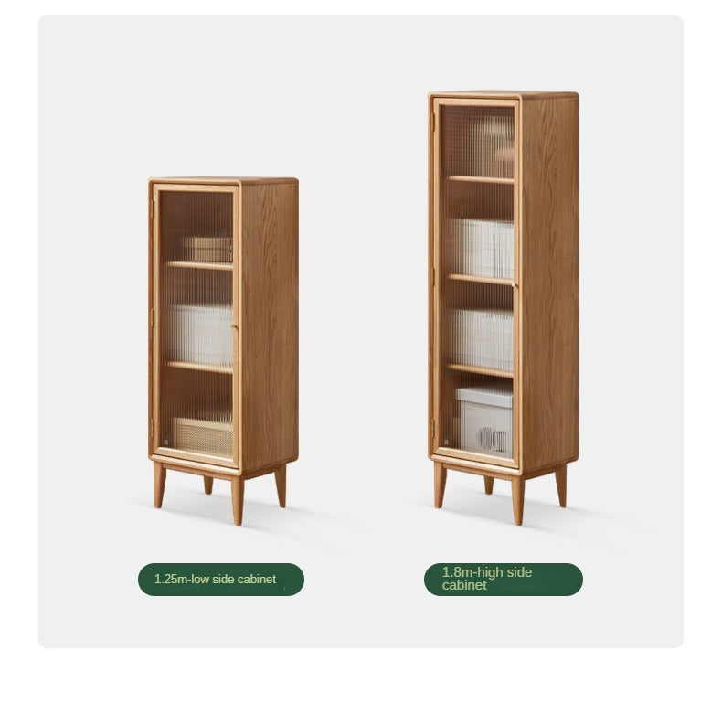 Oak, Beech Solid Wood Side Cabinet, Small Bookcase