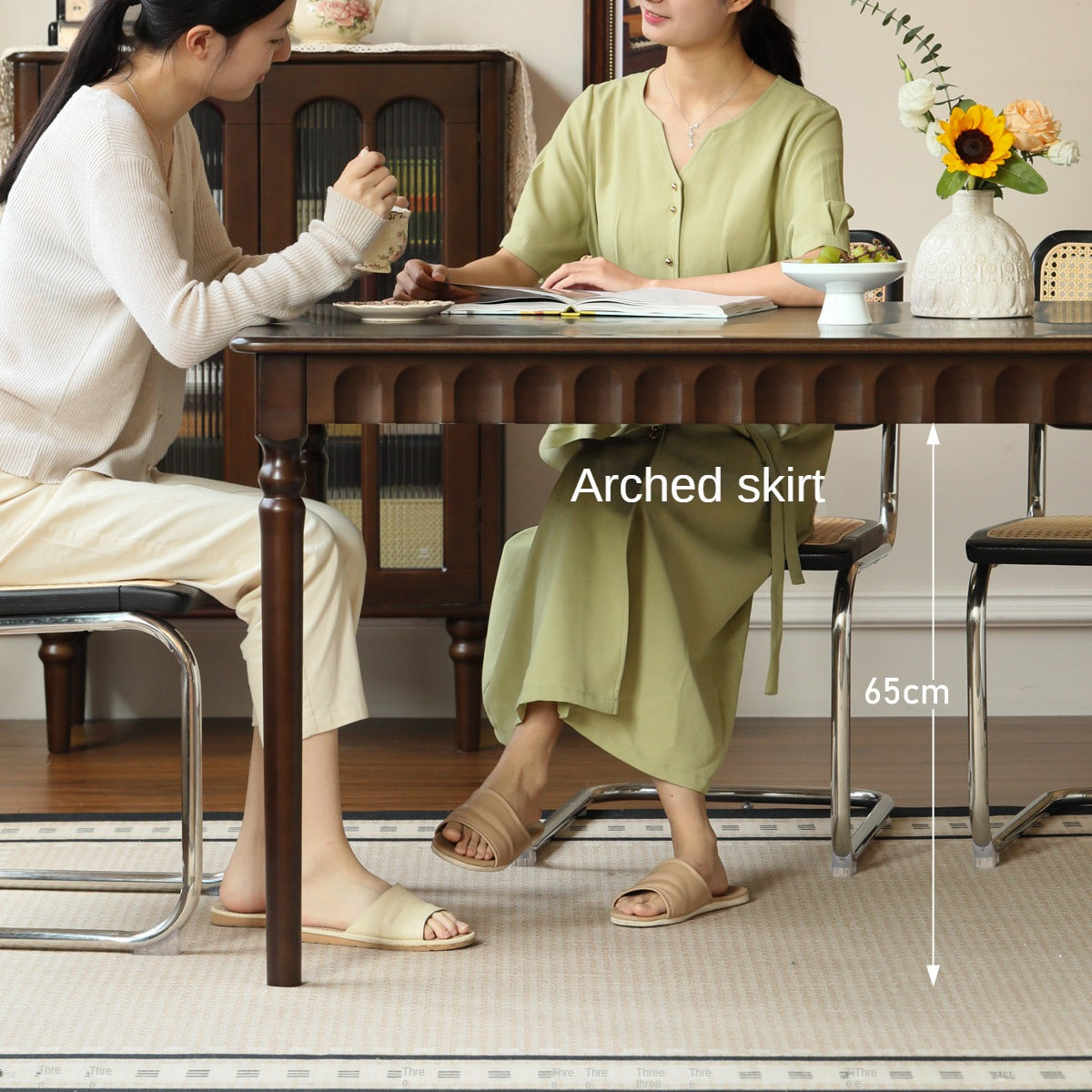 Black Walnut, Poplar, Cherry Solid Wood American Retro Rectangular Dining Table