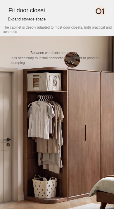 Black Walnut Solid Wood Storage Rack Floor Corner Hanger.