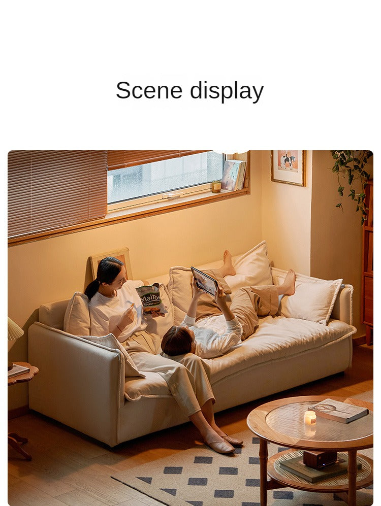 Down Fabric Sofa Cream Style.