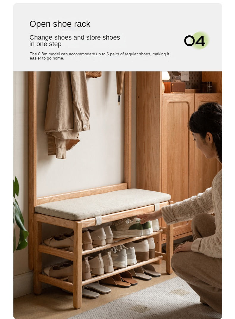 Oak, Beech Solid Wood Shoe Stool Hanger Entrance Partition