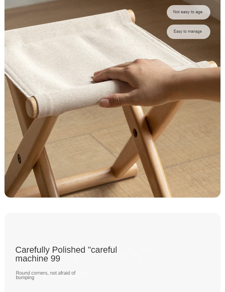 Beech solid wood outdoor portable folding stool