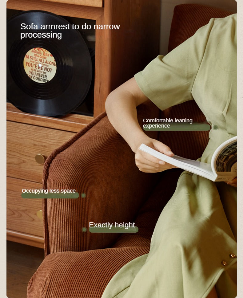 Fabric Three-seat Straight Sofa.