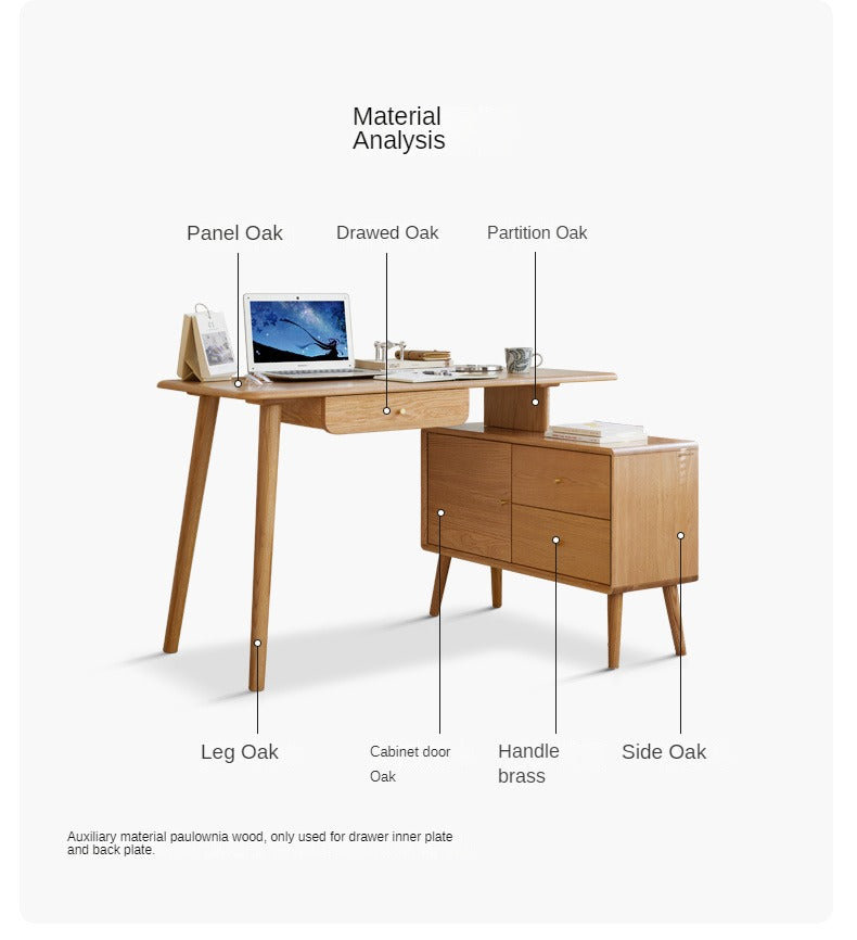 Oak Solid Wood Telescopic Office Desk
