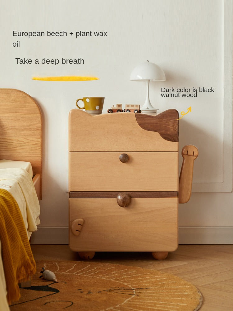 Beech Solid Wood  Kids Chest of Drawers -Type Toy Storage Cabinet