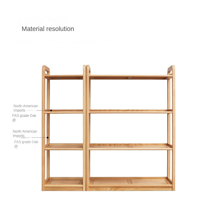 Oak Solid Wood Floor-Standing Bookshelf, Flower Rack