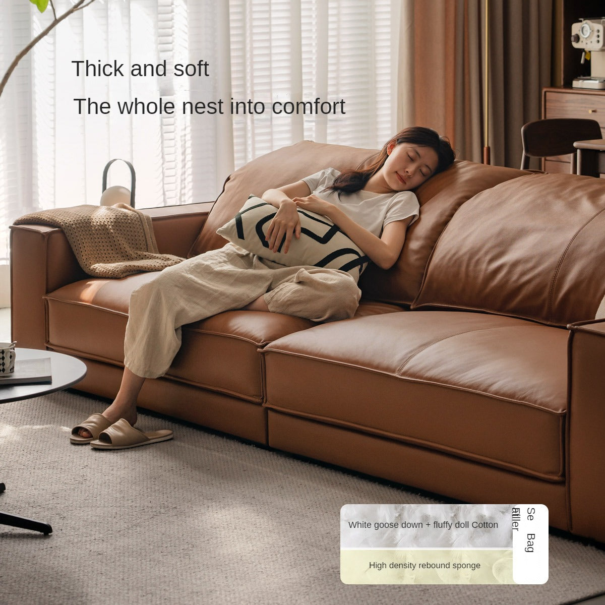 Leather Italian Top Layer Cowhide Sofa.