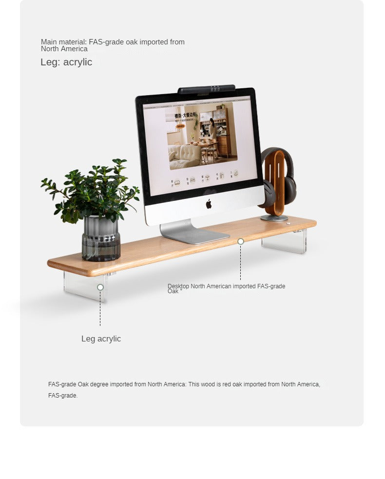 Oak, Rubberwood Solid Wood Bracket Suspended Table shelves