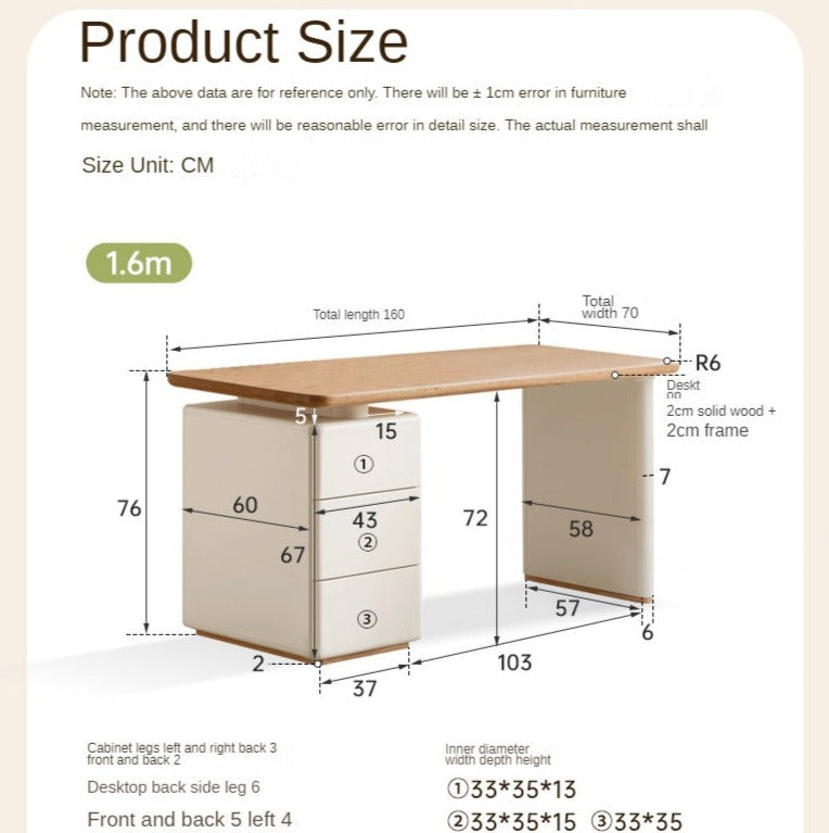 Oak Solid Wood Desk With Lower Cabinet