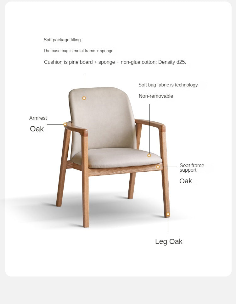 Ash, Oak Solid Wood Organic Leather Technology Cloth Chair