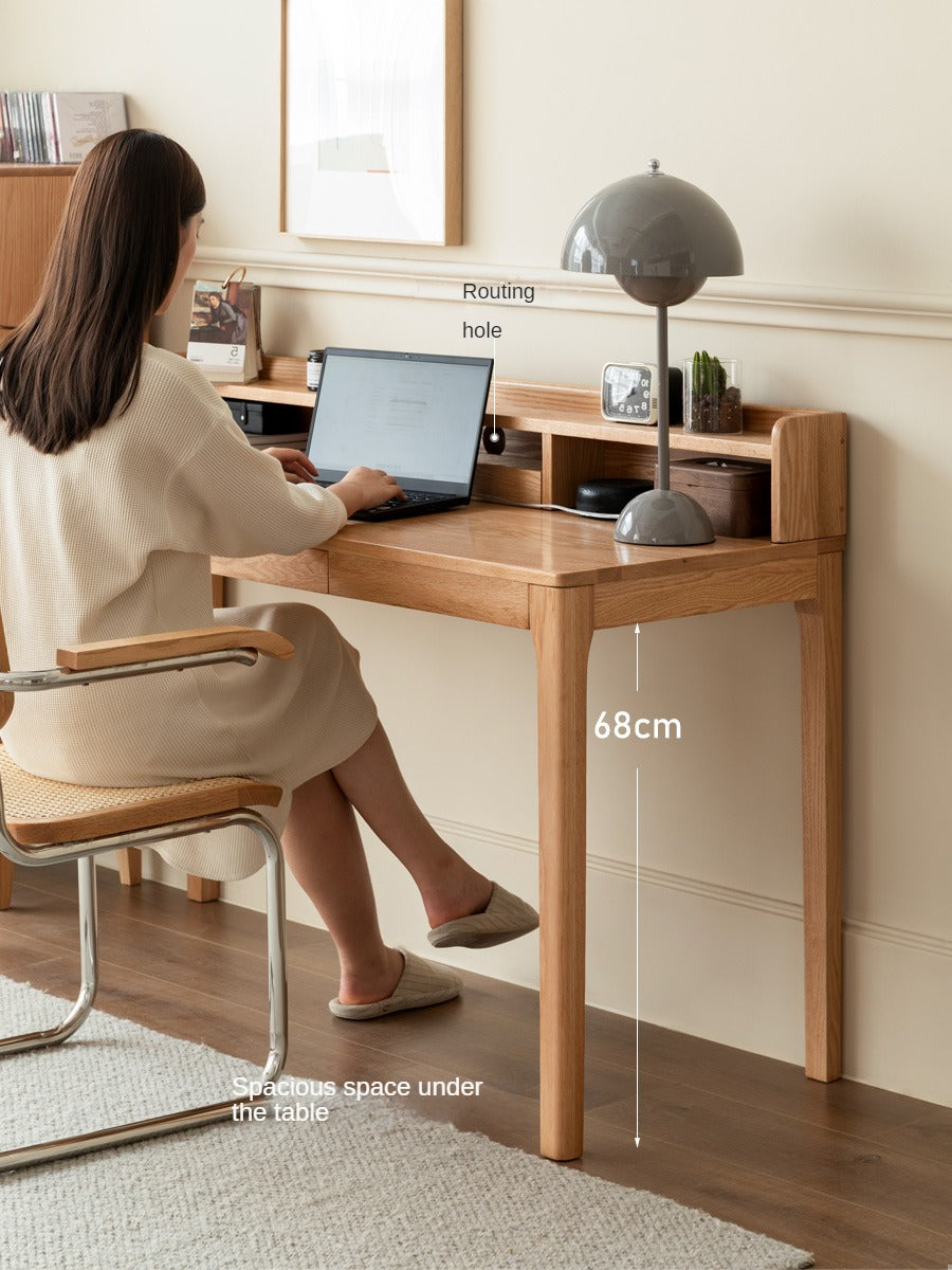 Oak, Beech Solid Wood Shelves Office Desk