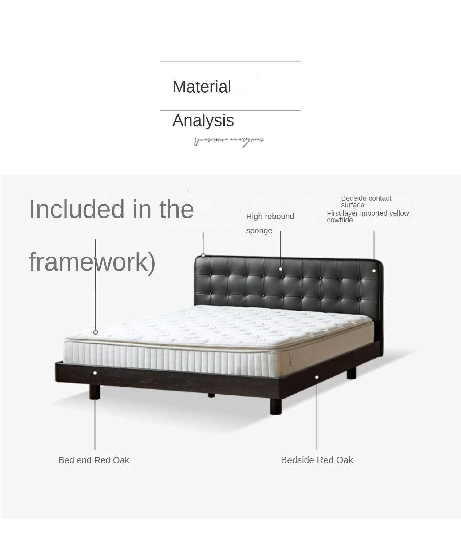 Black High-end Leather Suspension Bed