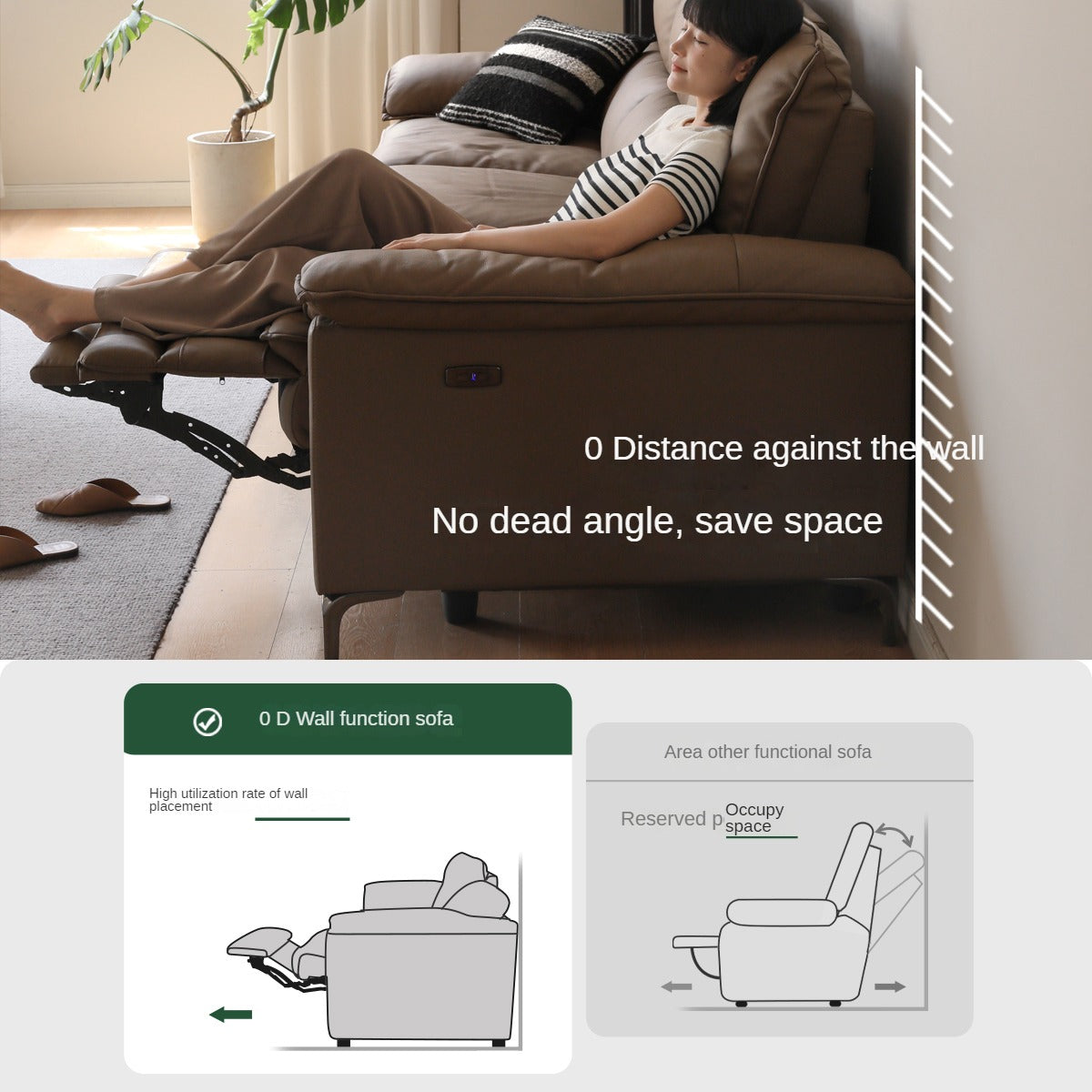 Leather Electric Dual-purpose Cowhide Sofa.