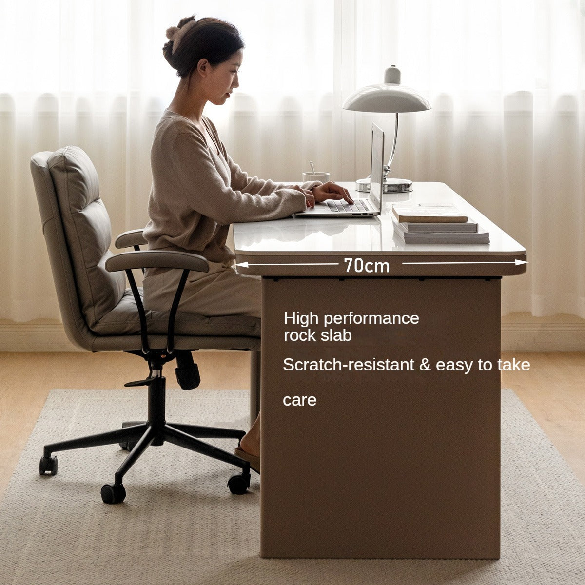 Poplar Solid Wood Slate Desk Large Table With Drawers