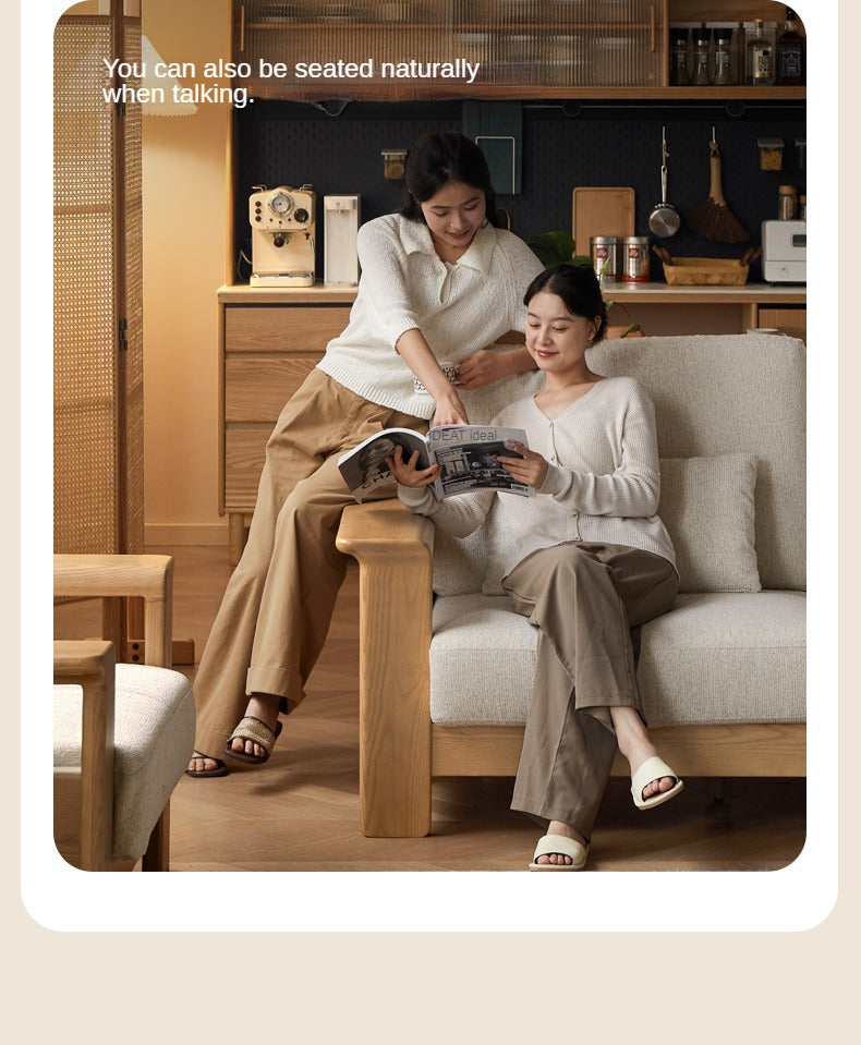 Ash solid Wood Modern Straight Sofa.