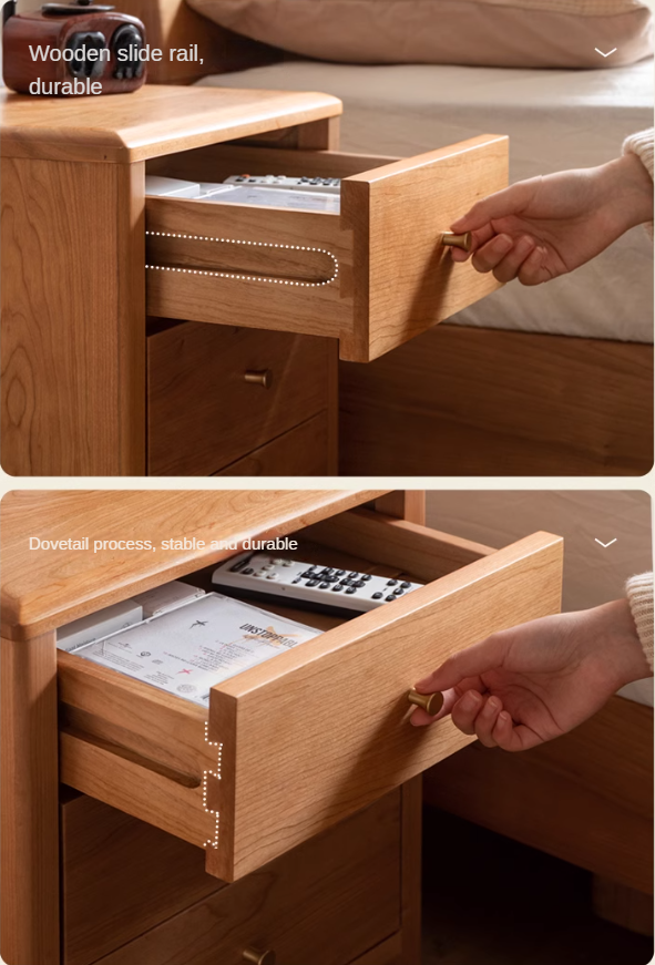 Cherry Solid Wood Floor Three Drawer Nightstand