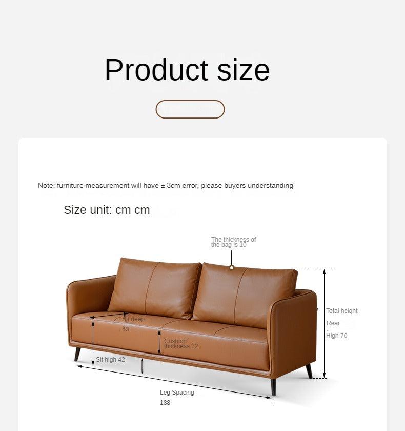 Leather Italian Minimalist Top Layer Cowhide Sofa.
