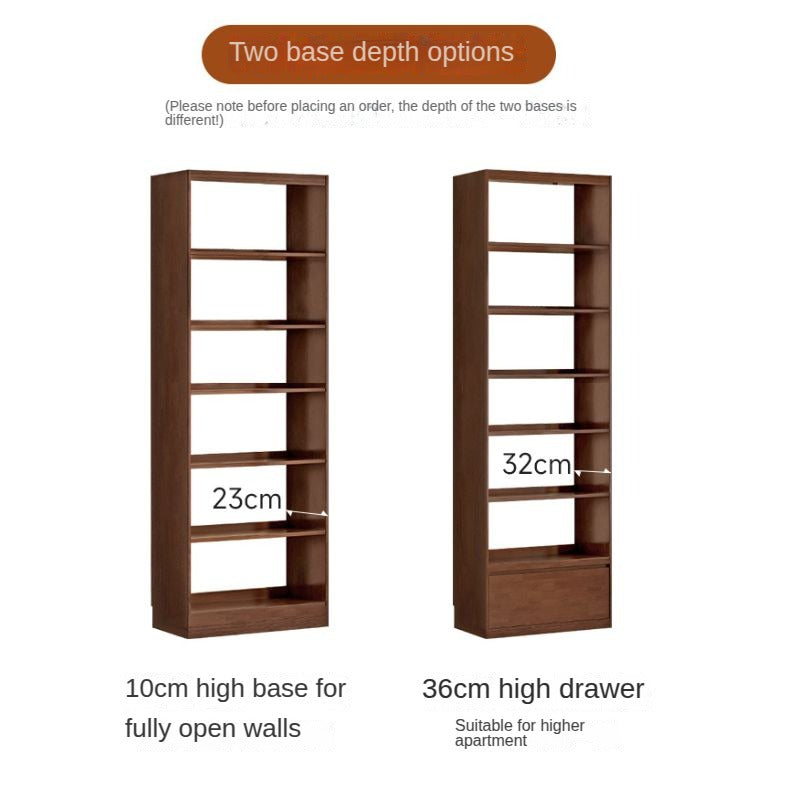 Rubber solid wood bookshelf floor rack storage cabinet.