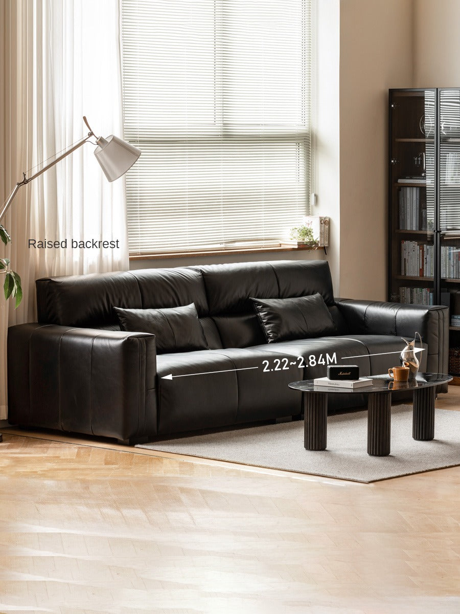 Genuine Leather Sofa Italian Top Layer Cowhide Down Sofa.
