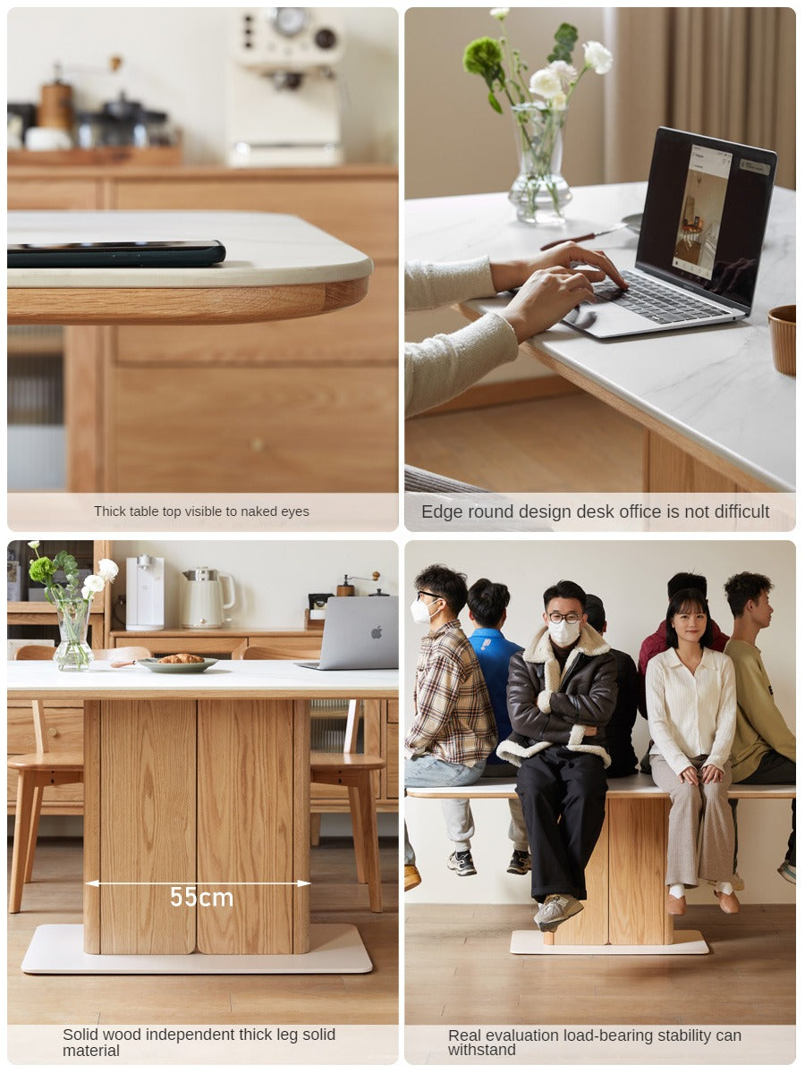 Oak Rock Plate Italian Standing Long Dining Table