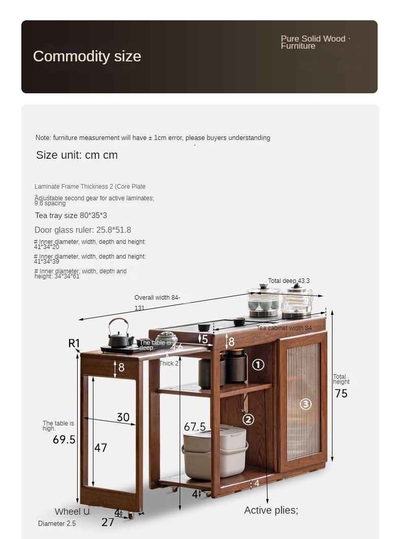 Oak, Ash Solid Wood Retractable Tea Table Tea Maker Integrated