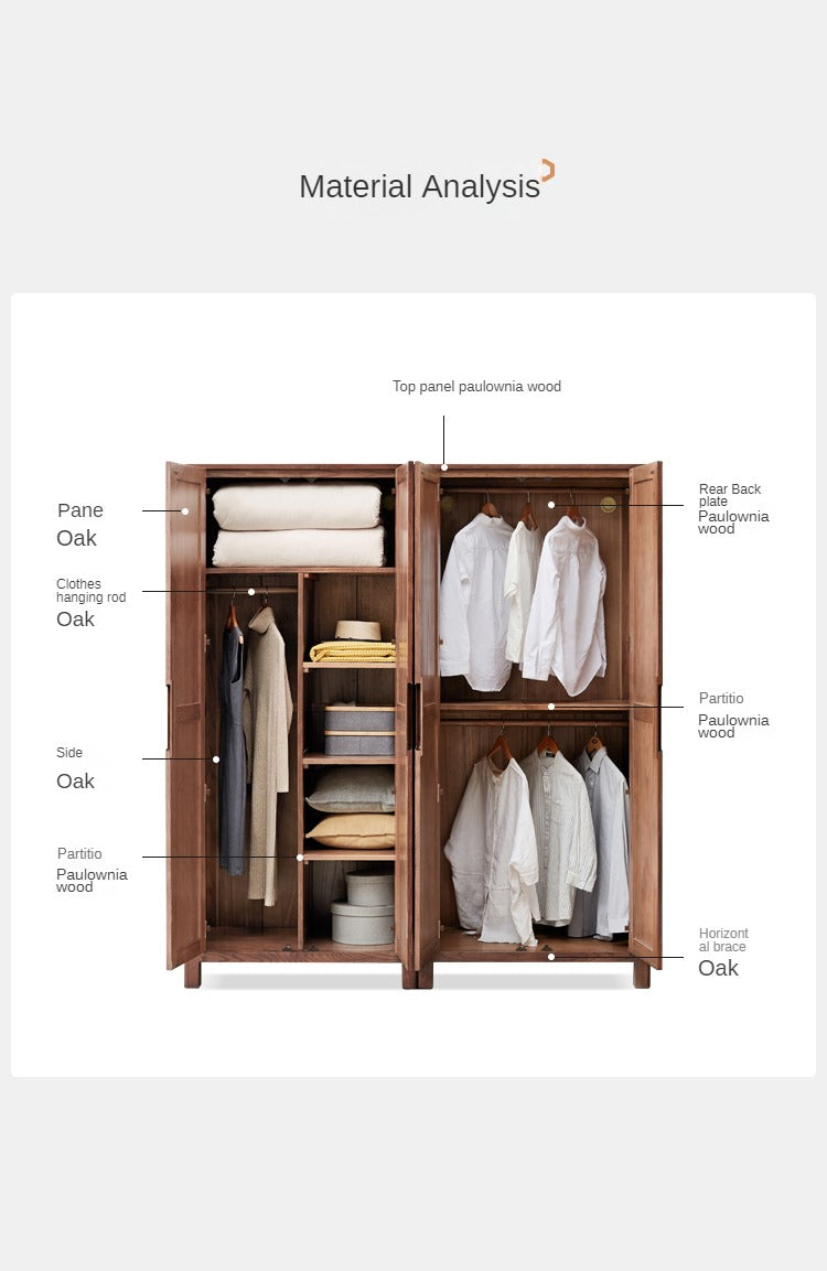 Walnut color Wardrobe Oak Solid Wood"