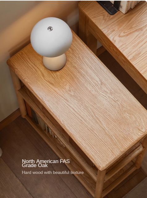 Oak, Ash Solid Wood Mobile Side Table