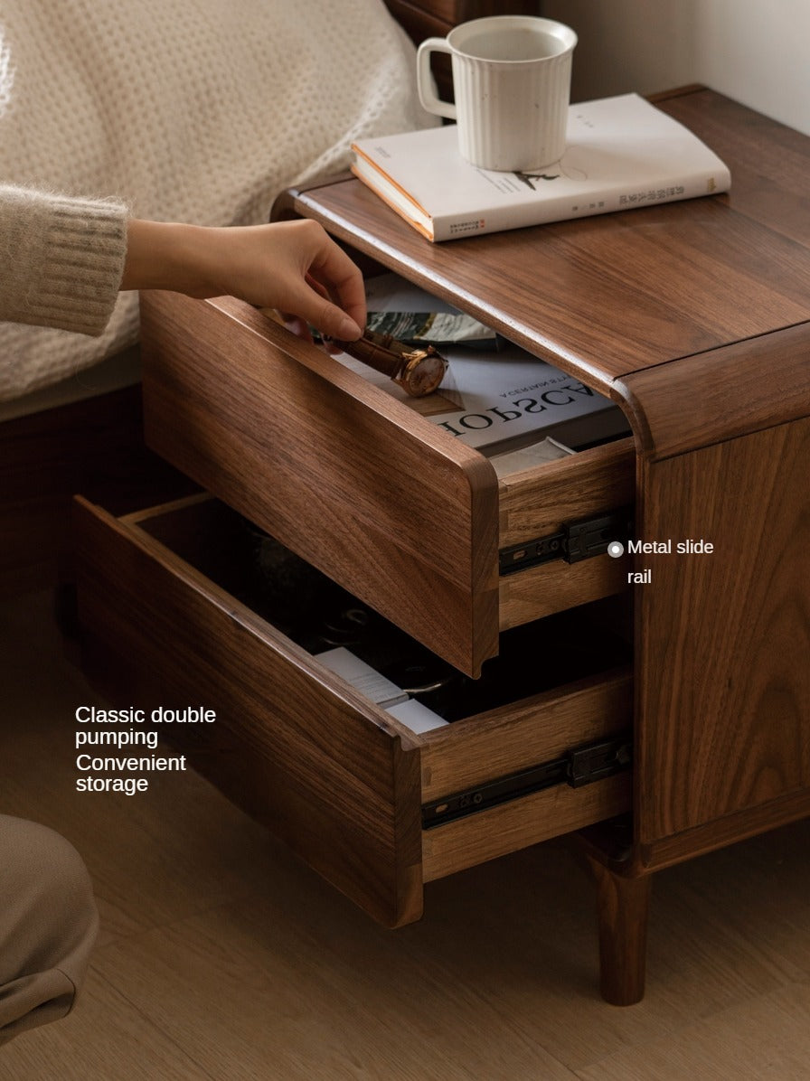 Black Walnut, Catalpa, Sandalwood Solid Wood Minimalist Nightstand