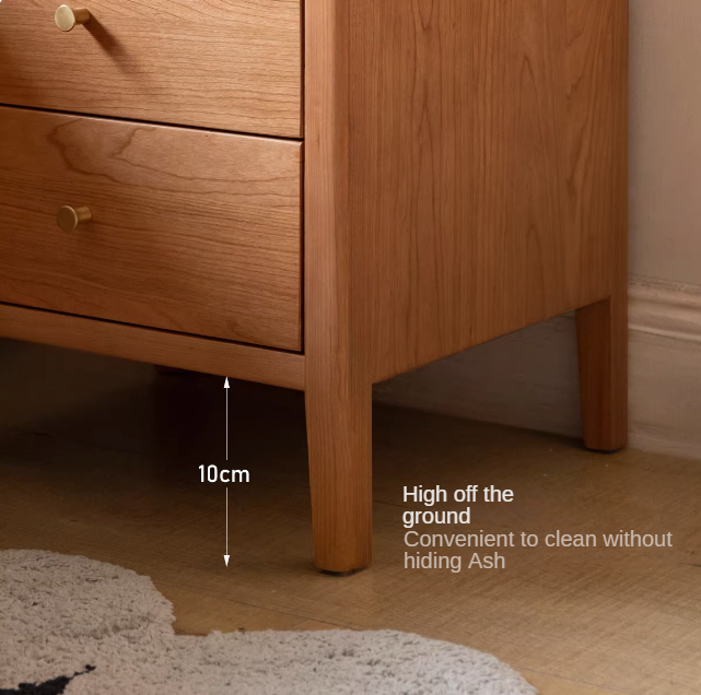 Cherry Solid Wood Floor Three Drawer Nightstand