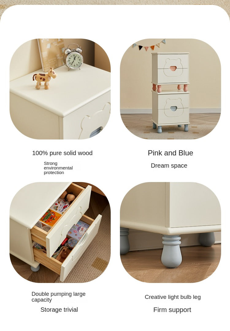 Rubber Solid Wood Children's Nightstand