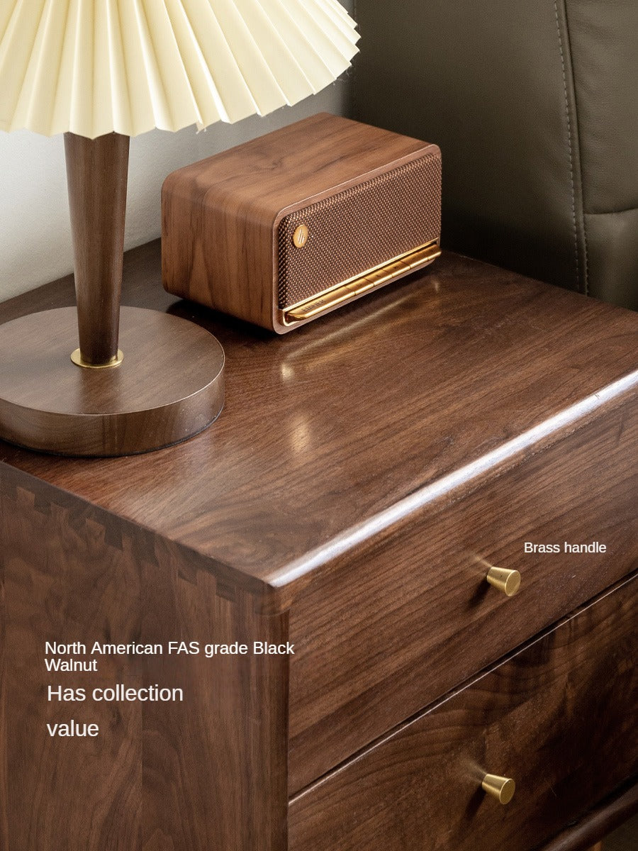 Black Walnut Solid Wood Nightstand.