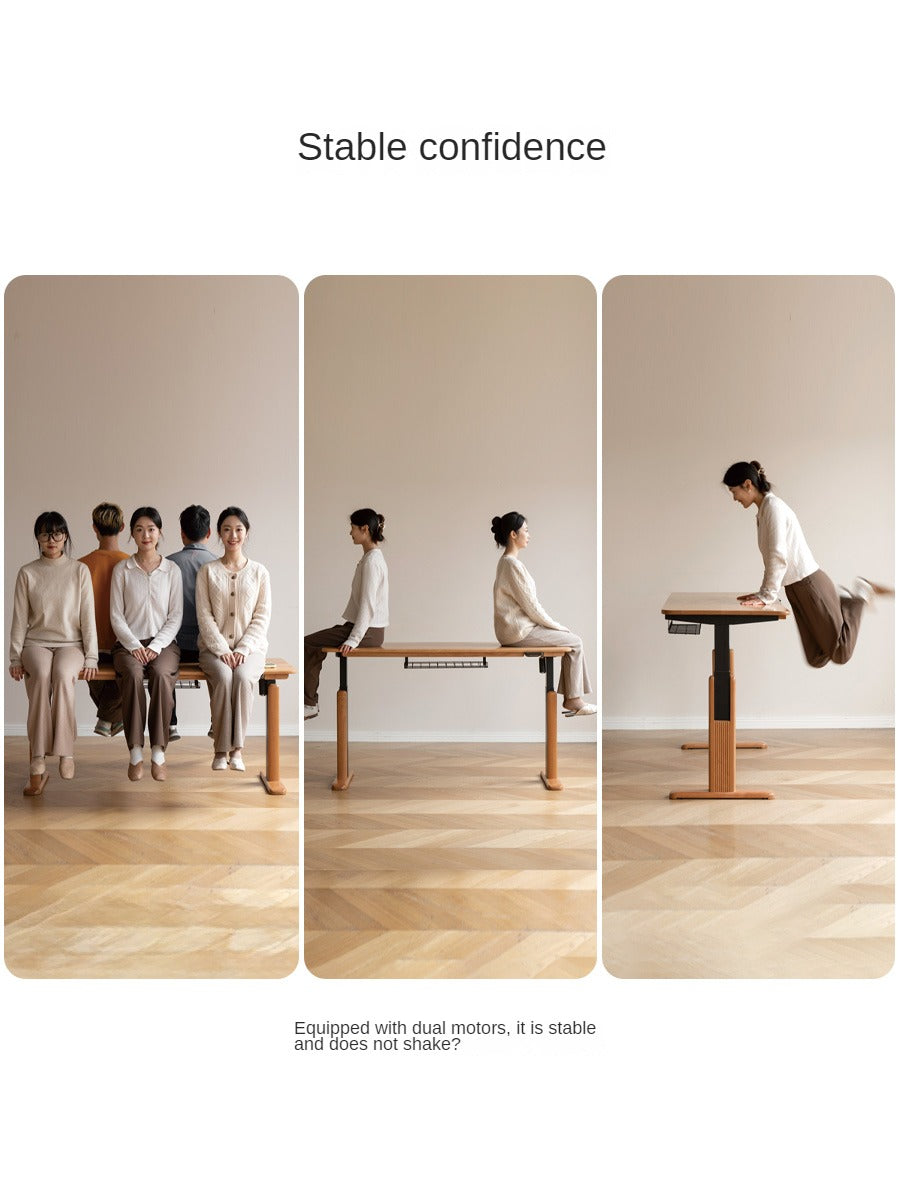 Cherry, Ash Solid Wood Electric Elevating Desk