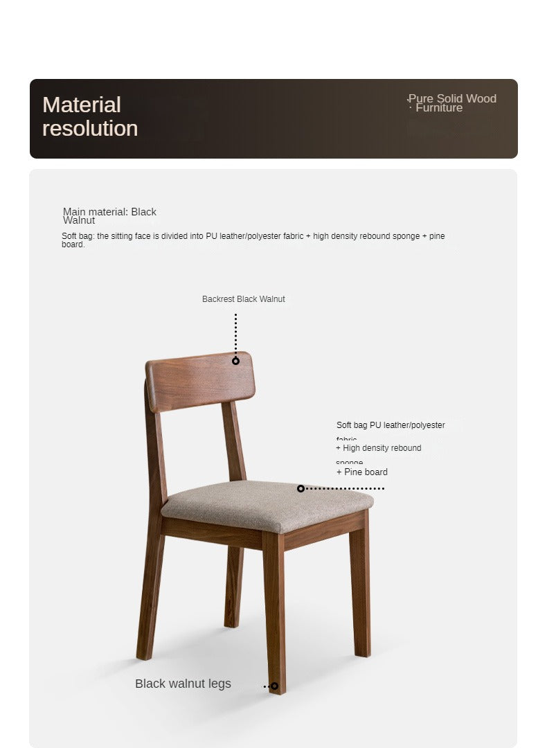 Black Walnut, Ash, Oak, Solid Rubberwood Chair 4 pcs set