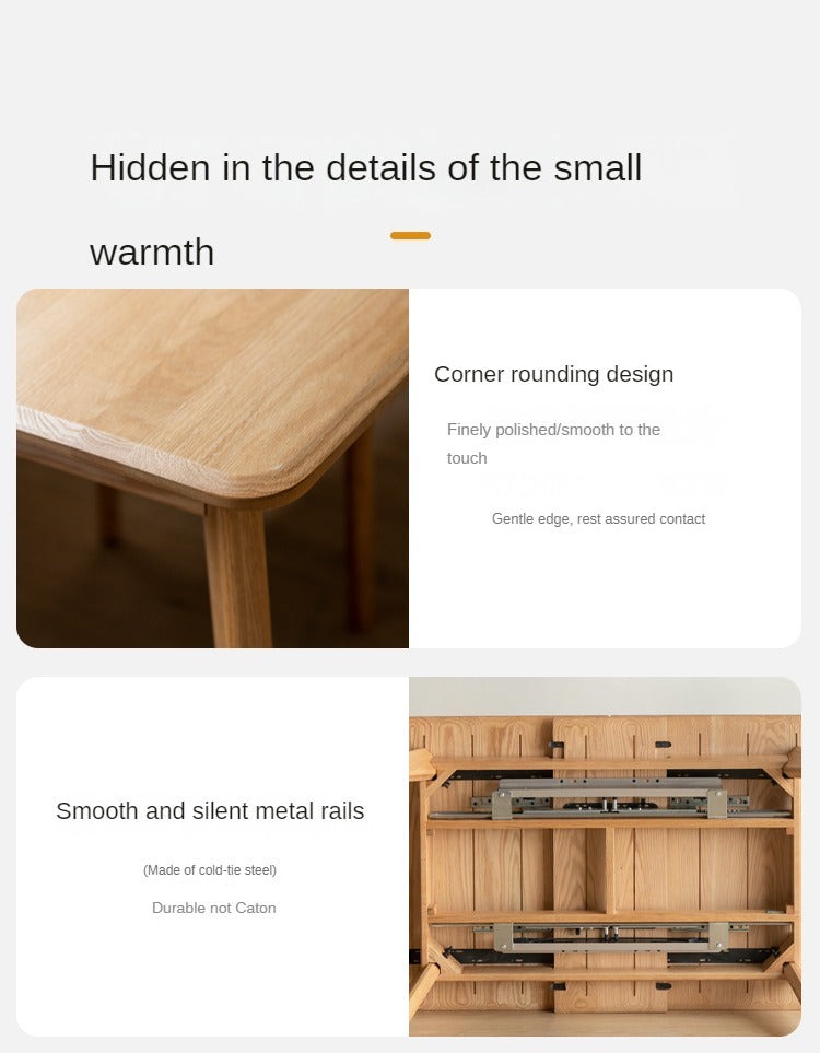 Oak, Ash Solid Wood Nordic Wall-Mounted Retractable Long Dining Table