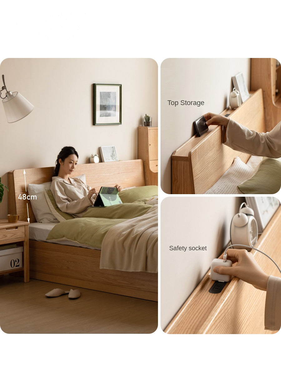 Oak Solid Wood Box Bed