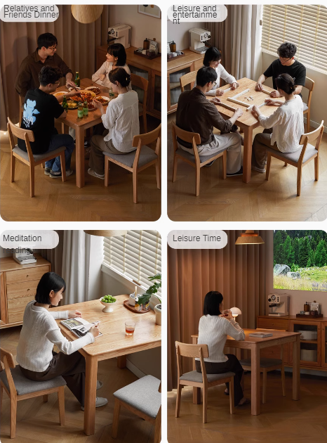 Oak Solid Wood Square Modern Dining Table
