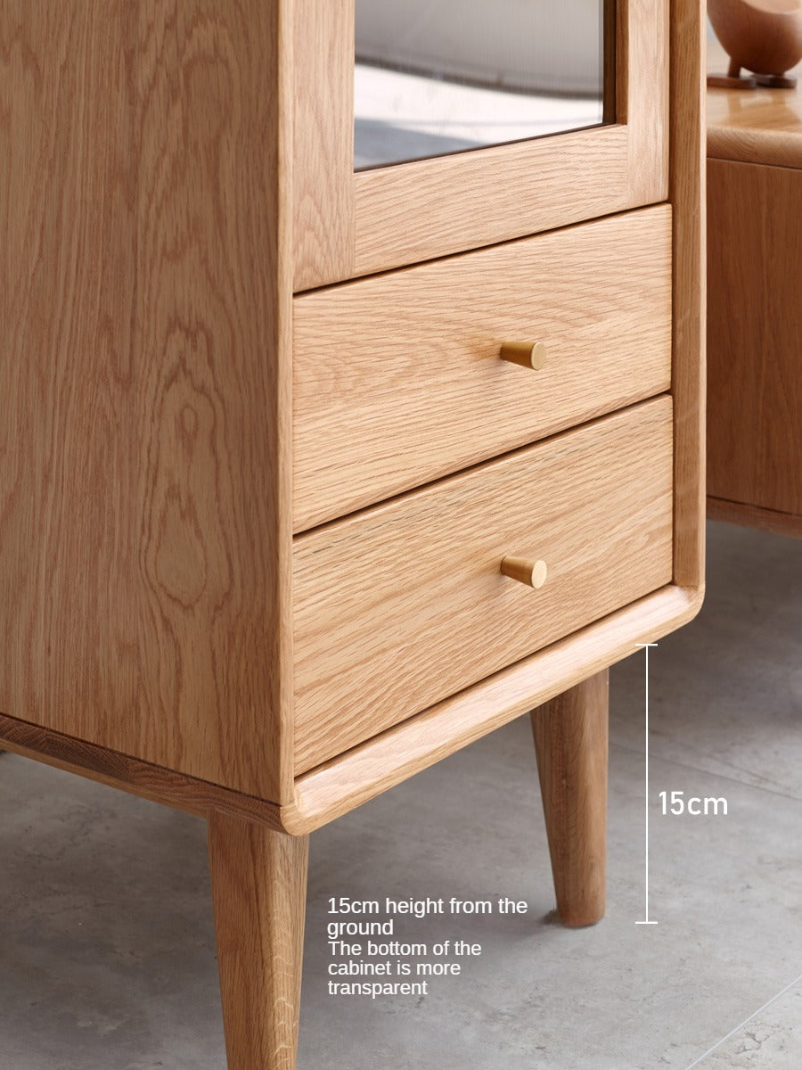 Oak, Beech Solid Wood Nordic Side Cabinet