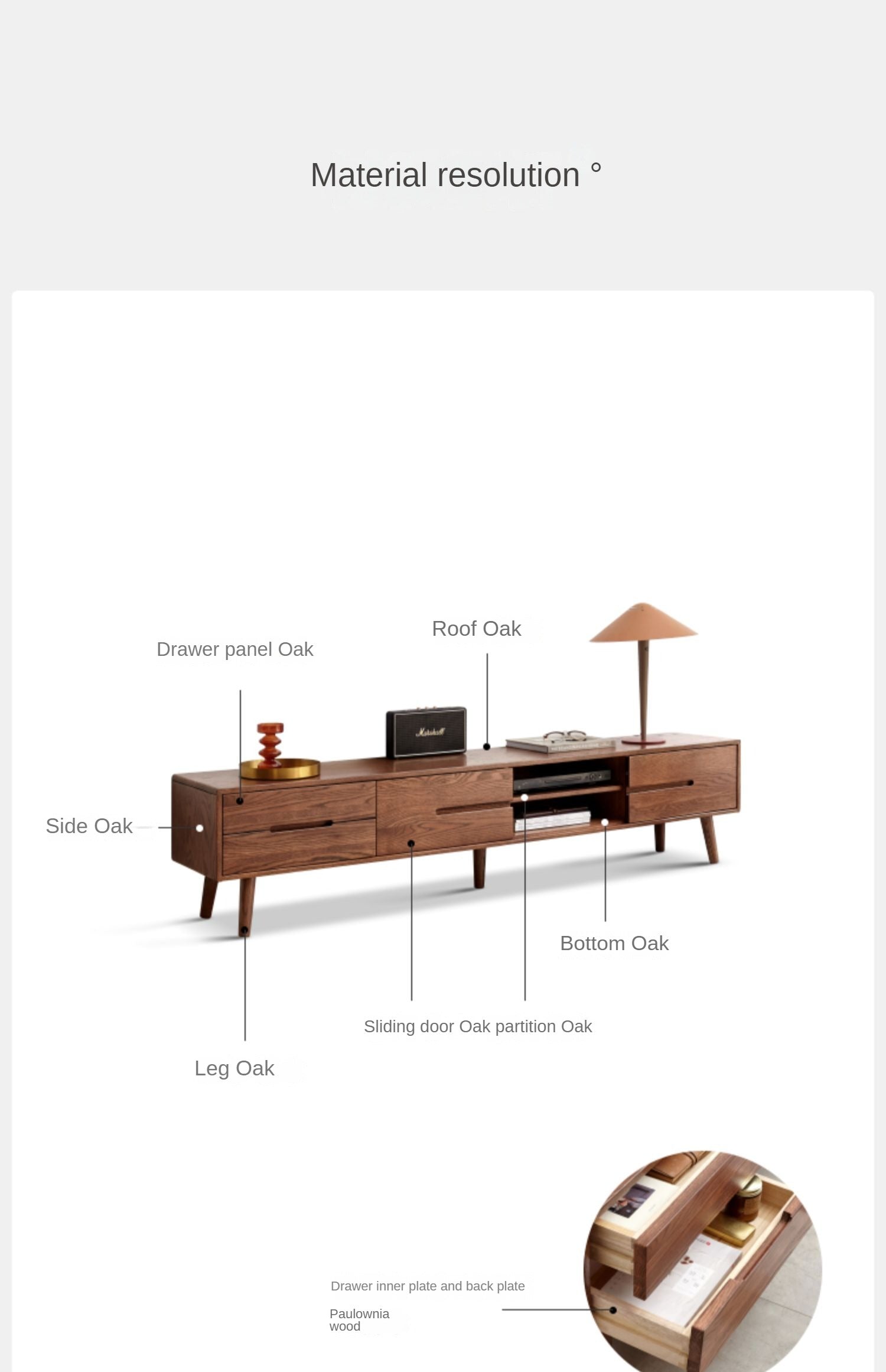 TV stand sliding door Oak Solid wood"