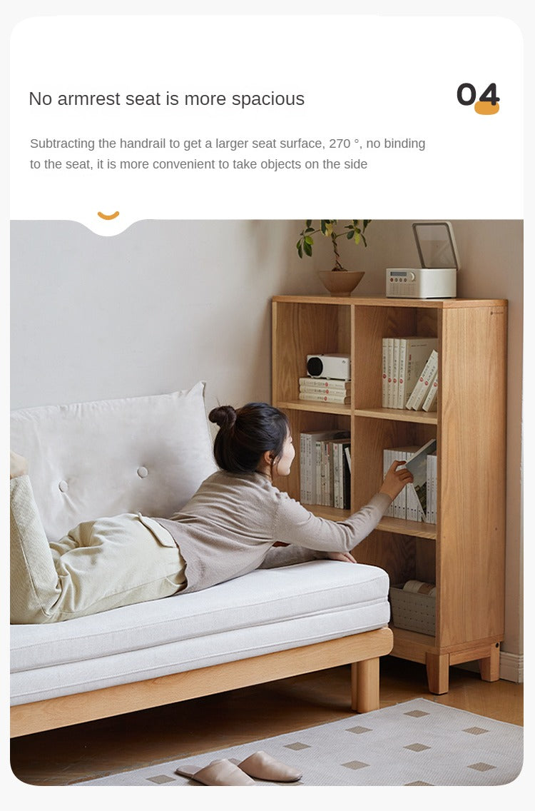 Beech Solid Wood European Folding Dual-use Double Sofa Bed.