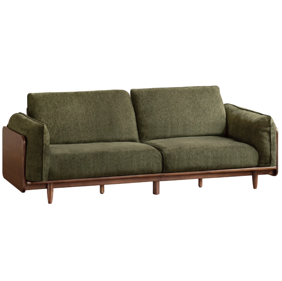 Black Walnut Solid Wood,Solid Sandalwood Genuine leather, fabric Sofa