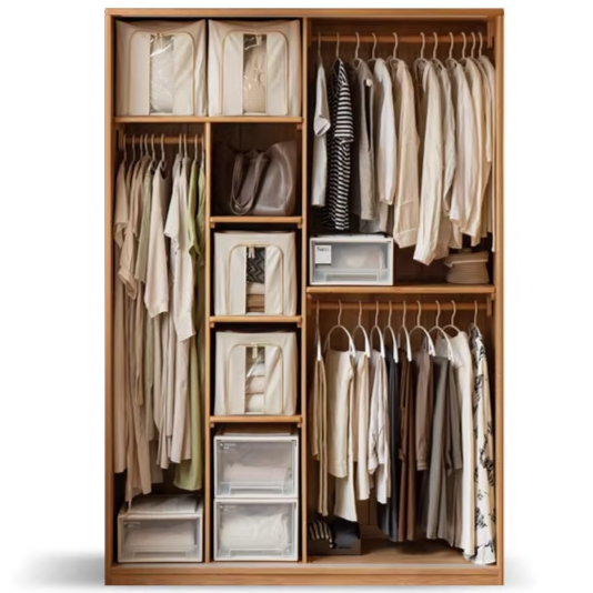 Oak Solid Wood Wardrobe Sliding Door-