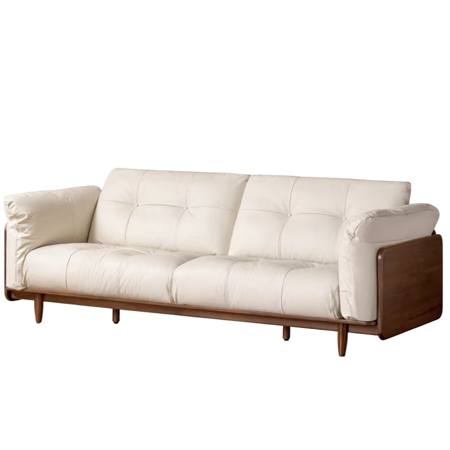 Black Walnut Solid Wood,Solid Sandalwood Genuine leather, fabric Sofa