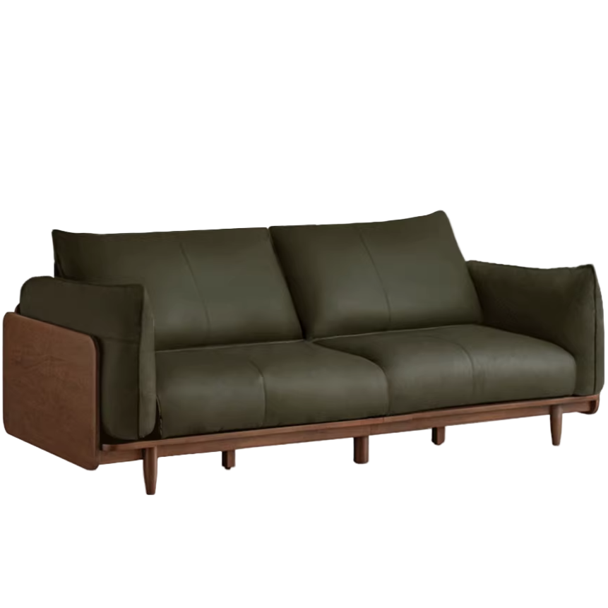 Black Walnut Solid Wood,Solid Sandalwood Genuine leather, fabric Sofa